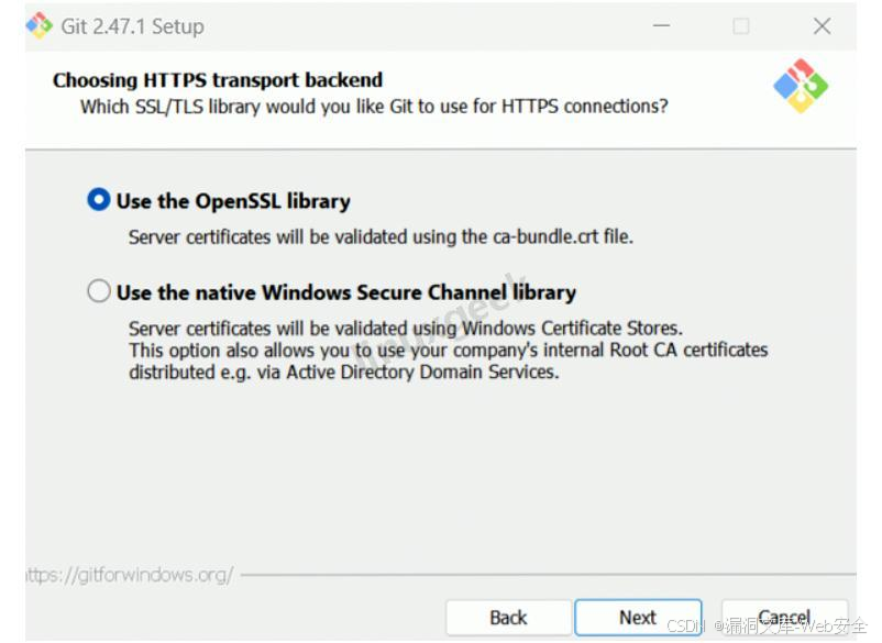 选择 OpenSSL 作为 HTTPS 后端