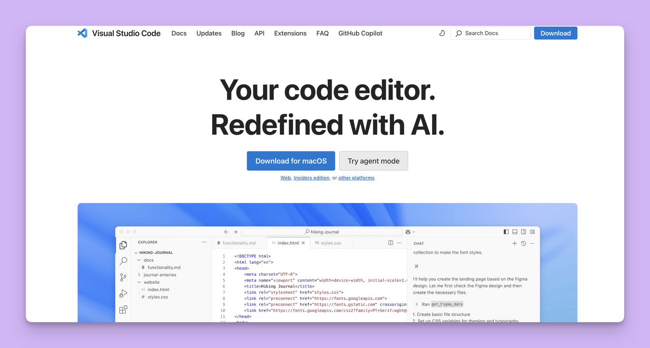 VS Code 官方网站首页
